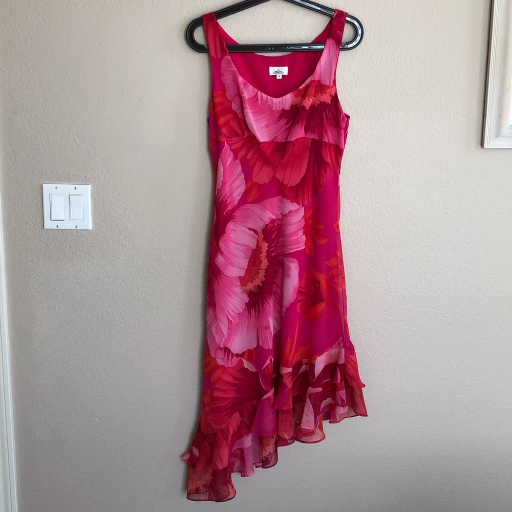 Anthropologie Mica pink and red floral dress